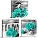 Teal Flower Wall Art Decor for Living Room Bathroom Bedroom Black and White Mint Green Rose Floral Wooden Prints Pictures Canvas Art Home Decorations Modern Artwork Framed 12x12 Inch 3 Pieces/Set