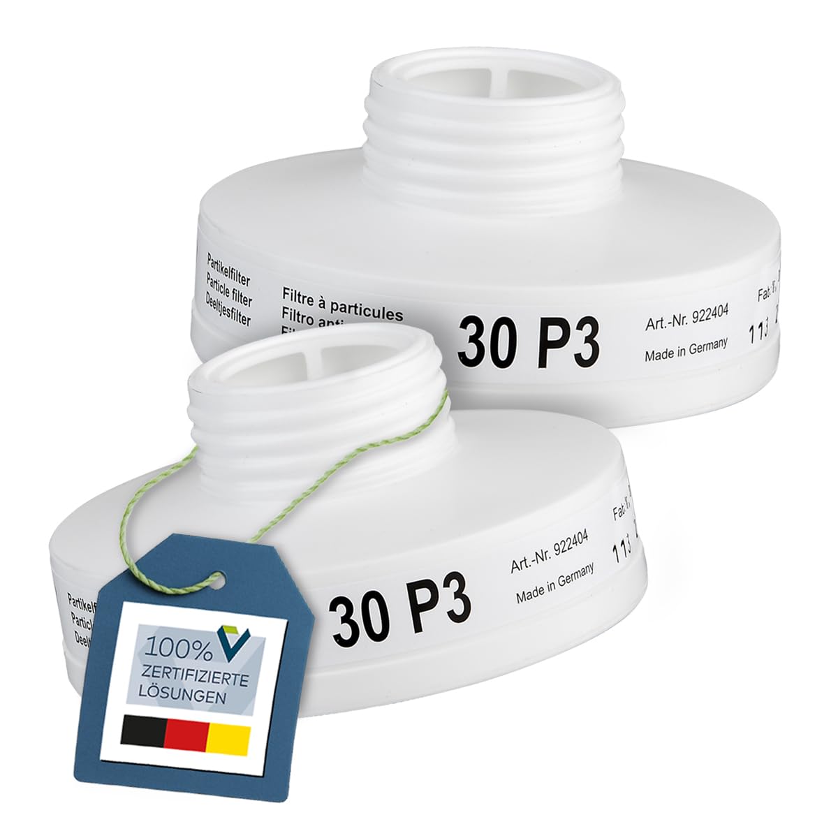 BartelsRieger Partikelfilter 30 P3 (2 Stück), Schraubfilter mit Rundgewinde | Schraubfilter Schutzklasse P3 R D zum Schutz vor Stäuben, Rauch und Aerosolen, mit Rd40 Rundgewindeanschluss nach EN 148-1