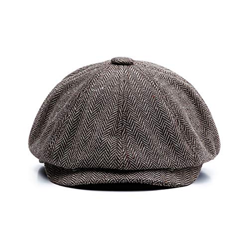 Ziyoot Men's 1920s Accessories Gatsby Gangster Costume Set Tweed Newsboy Cap Brown - Thumbnail 2
