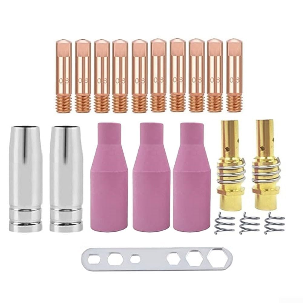 Complete Welding Accessory Kit for 15AK for MIG Torch 0 8mm Conductive Nozzles Contact Tip Holders & More