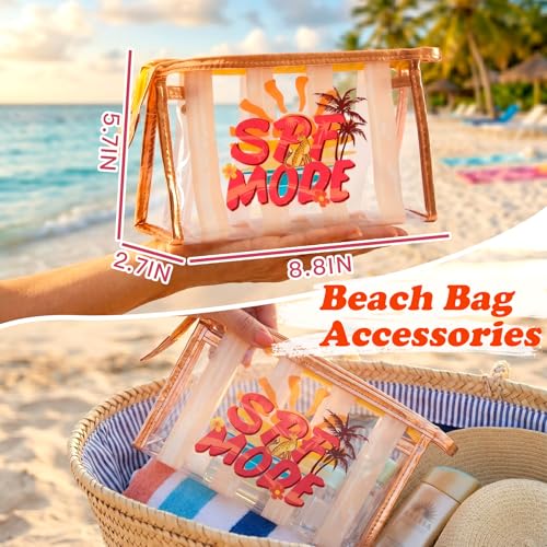 Image of COSHAYSOO Sunscreen Bag Clear Makeup Toiletry Pouch Beach Vacation Essentials for Women Teen Girls Trip Gifts Summer Pool Travel Must Have Accessories Waterproof Stuff
