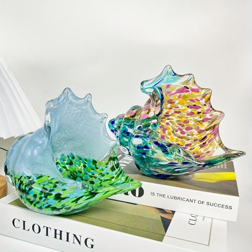 Estatua de caracola de vidrio decorativa para hogar miniatura 2