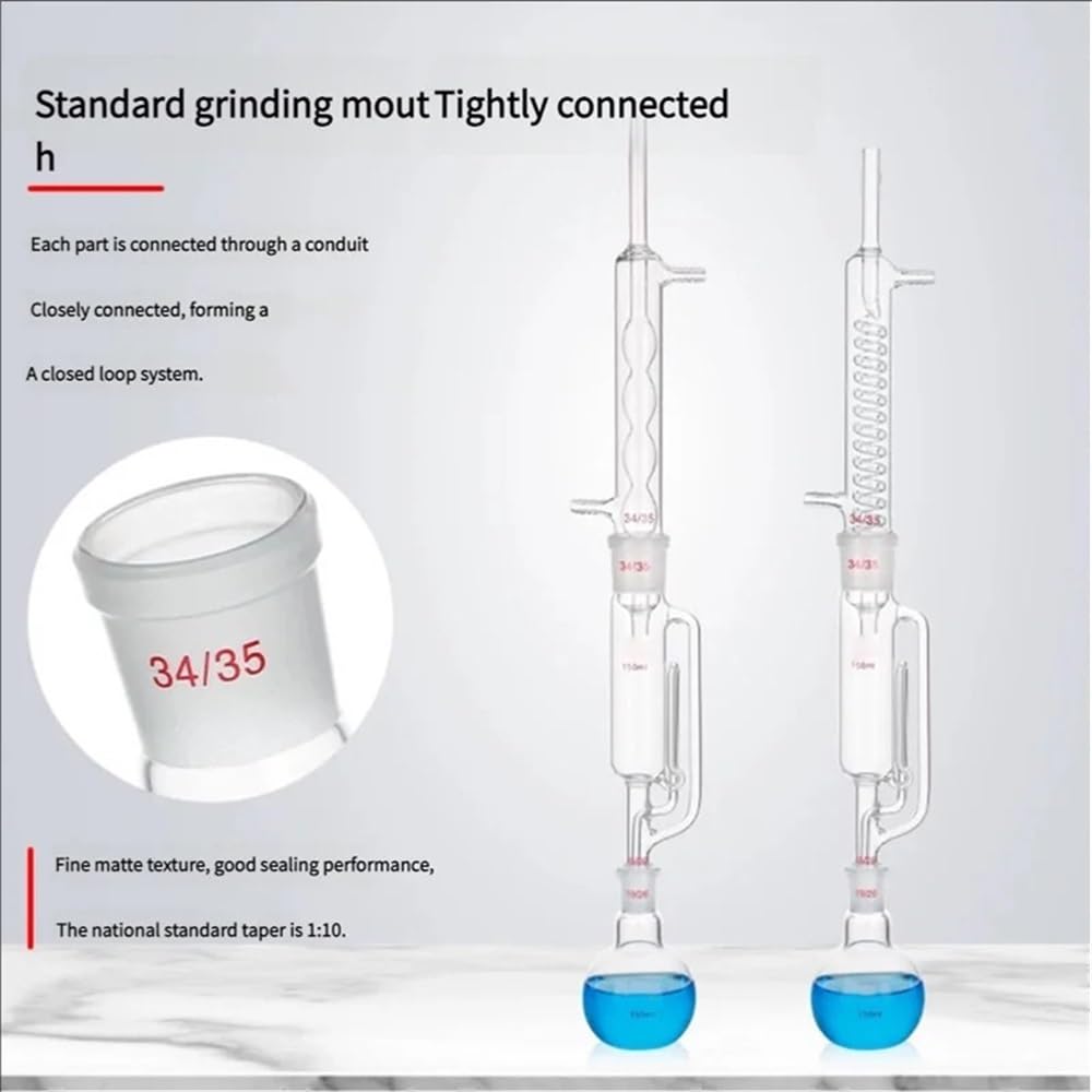 60/150 ml/250 ml/500 ml/1000 ml/2000 ml kondensator ze szkła laboratoryjnego i korpus ekstraktora z opakowanym zestawem do szkła laboratoryjnego (150 ml serpentyny)