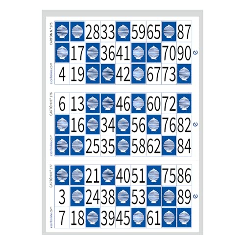 FLOJIM - 192 Cartões de Bingo - Jogo clássico de 90 bolas - reutilizáveis - extra resistente