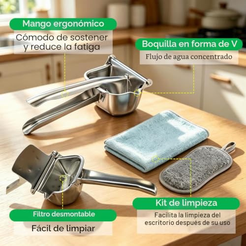 Exprimidor de limón manual, lemon squeezer de acero inoxidable 304 multiuso para cítricos 8