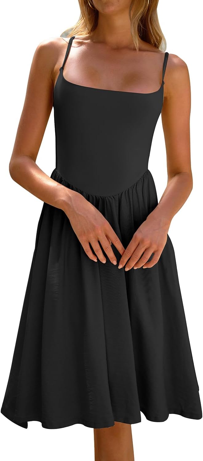 CHYRII Women Fashion Summer 2025 Spaghetti Straps Sleeveless Casual A-Line Midi Dresses Sundress - Image 2