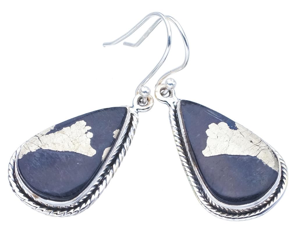 Boucles d'oreilles Pierre d'Or Apache argent 925 anti-allergie