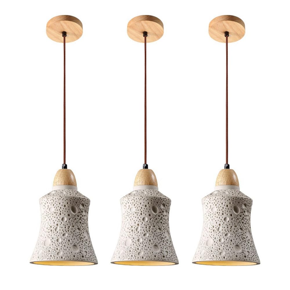 Luminaire pour îlot de cuisine réglable en ciment crème pack de 3 lampes japonaises