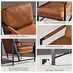 Yaheetech PU Leather Armchairs, Retro Leisure Accent Chair with Extra Soft Padded and Cushion, 105 Degree Slant Back, Modern Reading Arm Chair for Living Room/Office/Bedroom/Study, 2pcs, Light Brown - Image 5