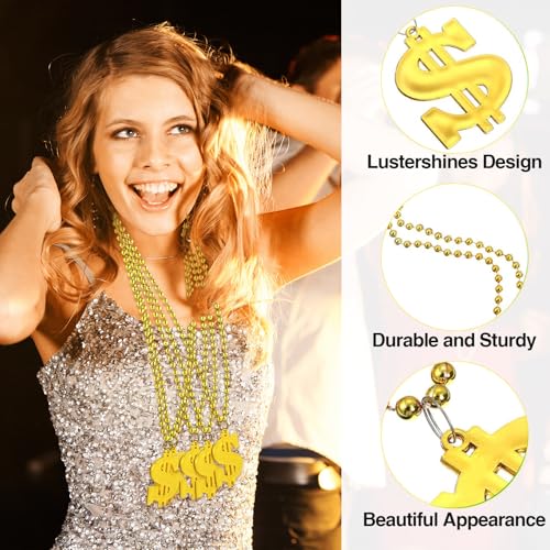 Dollar Sign Necklaces Plastic Necklaces for Kids Bling on Dollar Necklace Gangsta Hip Hop Casino Theme4