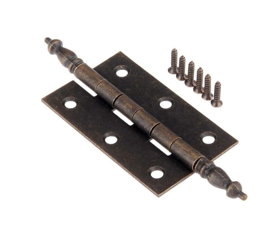 5 Inch Antique Bronze Cabinet Hinges for Vintage Wooden Box, 127x76mm Iron Hinge with 6 Holes