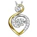 Dancing Heart “Guardian of Love” ♥Valentines Day Gift♥ 925 Sterling Silver 4A CZ Golden Plated Pendant Necklace Fine Jewelry