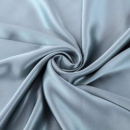 MAXFEEL 100% Mulberry Silk Fabric 25mm 45" Width Solid Color Nature Silk for Bedding Dress Wedding DIY,Sea Blue,0.5 Yard