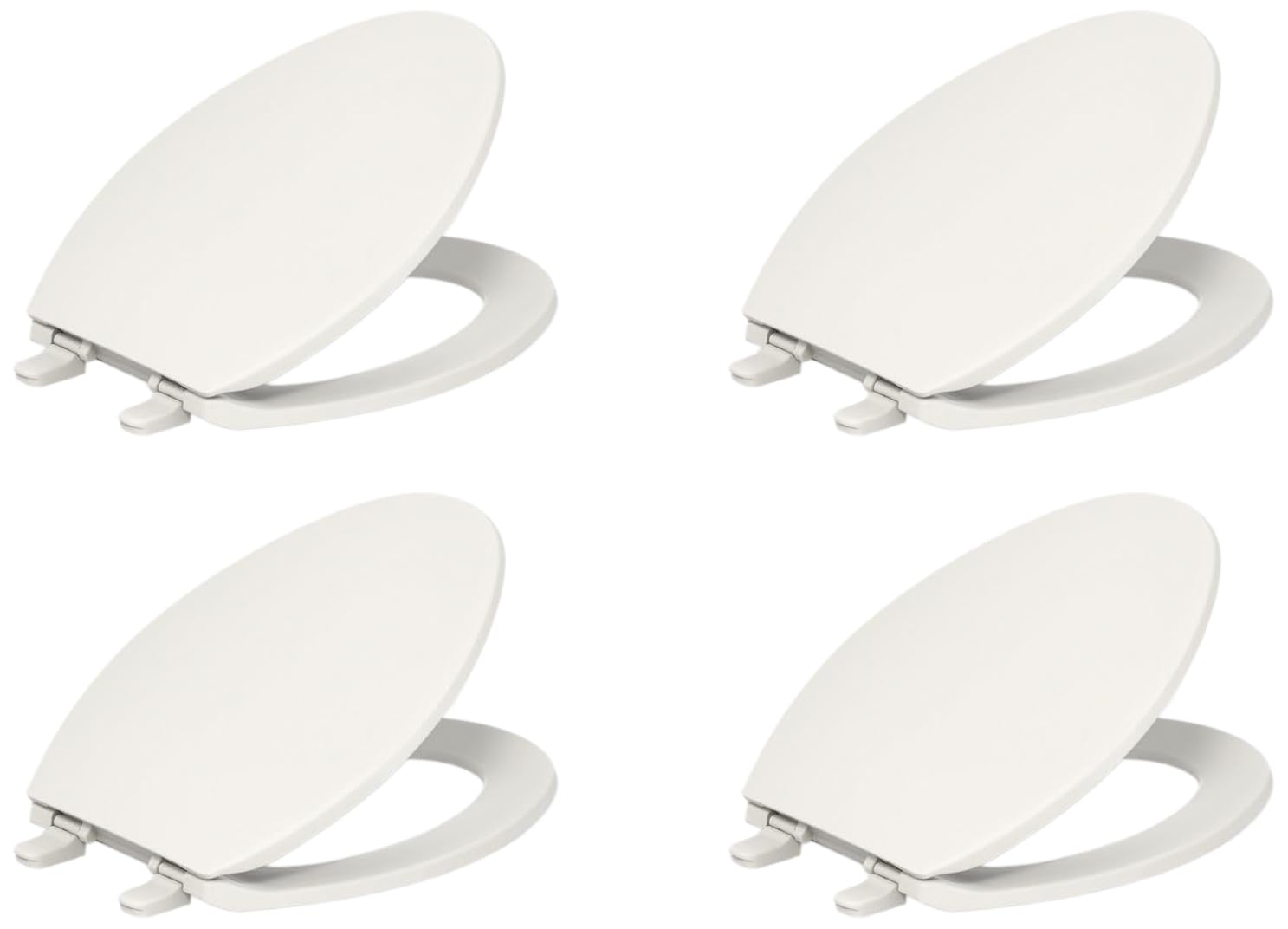 KOHLER 20110-96 Brevia, Slow Close Toilet Seat, Elongated Toilet Seat, Grip-Tight Bumpers Quick-Attach Hardware, Biscuit (Pack of 4)