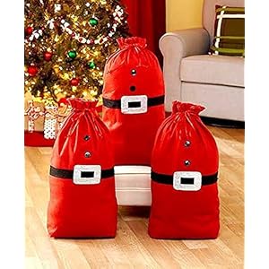 Set of 3 Large Fabric Santa Sacks
