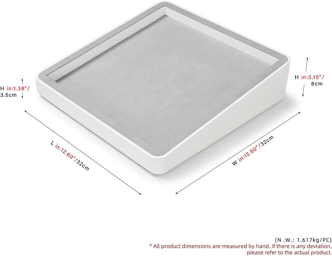 Jewelry Display Flat Tray Showcase Grey Microfiber Jewelry Organizer Display Tray