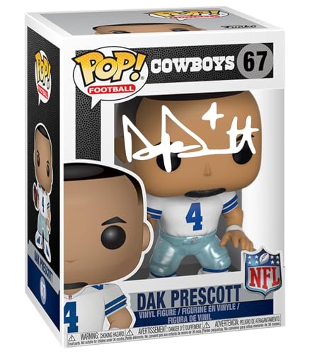 Dak Prescott #67 Facsimile Signed Reprint Laser Autographed Funko POP! Football NFL: Dallas Cowboys Figurine with Protector Case