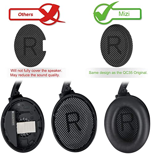 Image of Mizi Professional Ear Pads Cushions Replacement for Bose QuietComfort 45 (QC45) Over-Ear Headphones, Ear Pads with Softer Protein Leather, Noise Isolation Memory Foam - Black