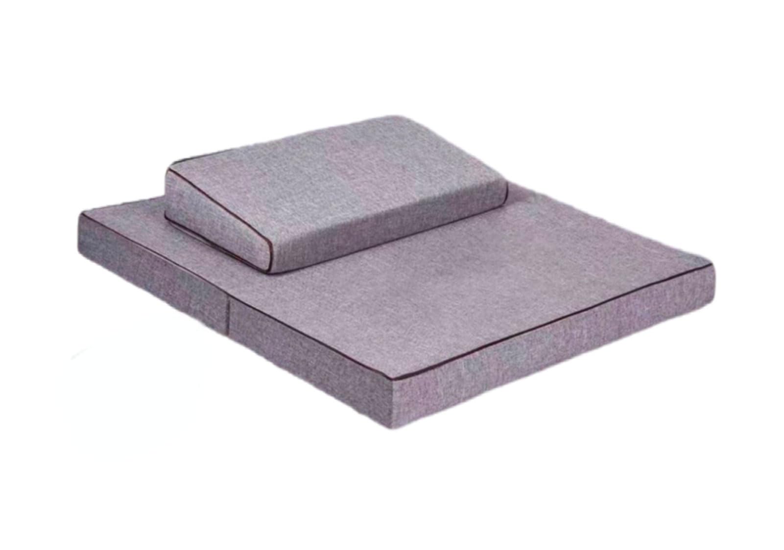 Grand coussin de méditation portable et tapis de sol carré gris