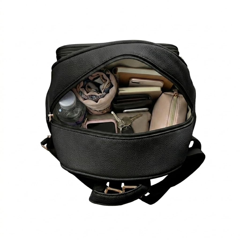 LANCETTI Borsa Donna in PU, Borsetta Zaino con Chiusura a Zip, Elegante