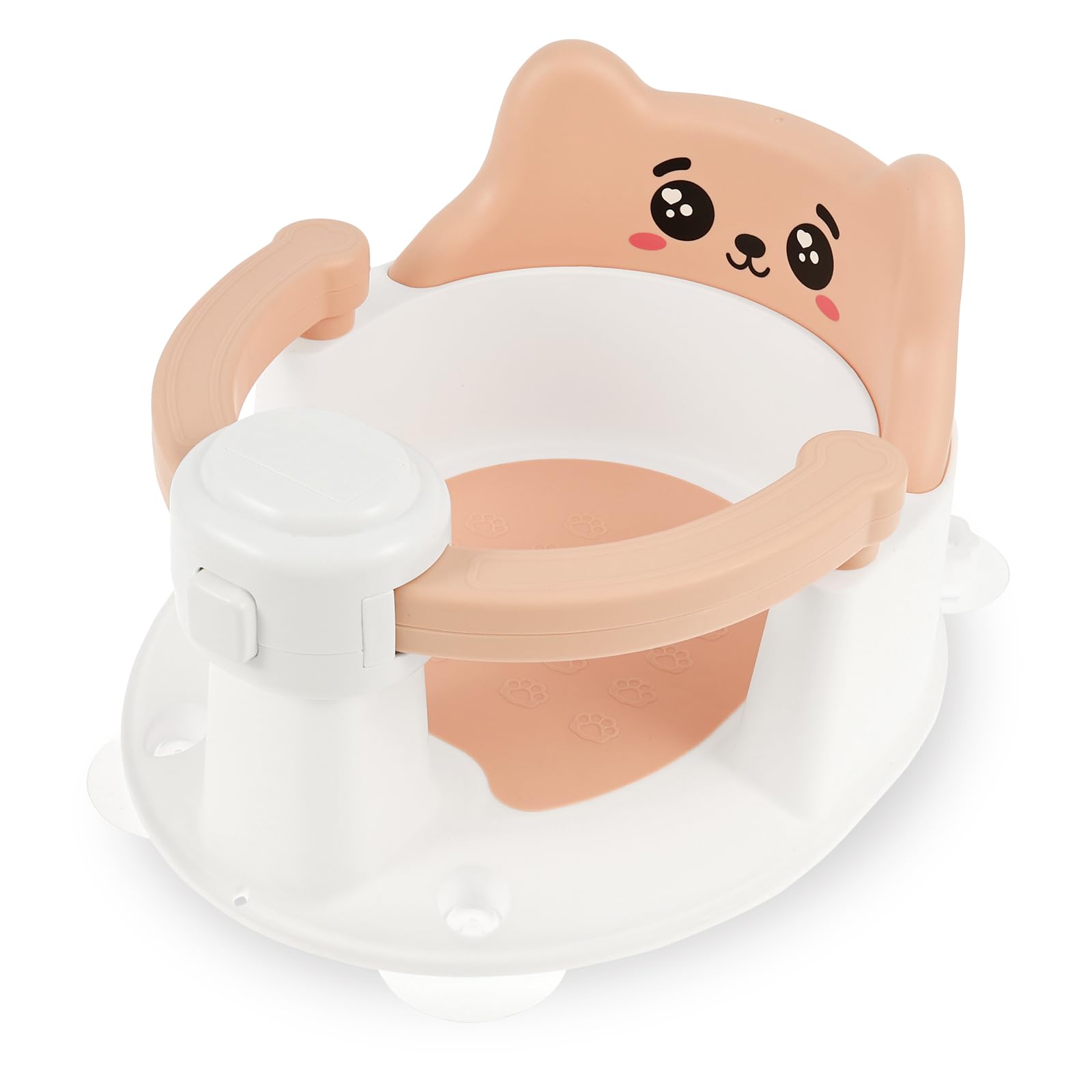 Non-Slip Baby Bathtub Seat with 4 Suction Cups, Sit Up Baby Bath Chair from 6 to 24 Months, Infant Bath Tub Chairs, Stable Secure Toddler Bath Chair for Daily Baby Bathing (Pink Smile)