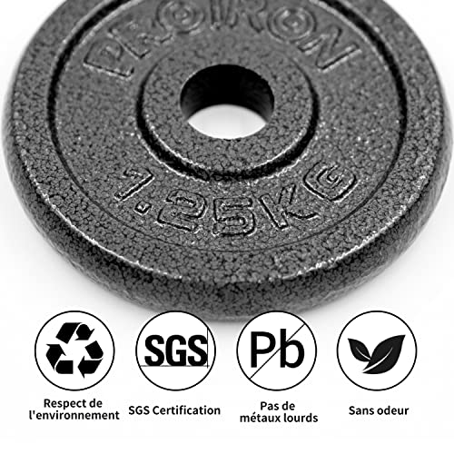 PROIRON Poids Musculation,φ25mm/φ30mm,1.25kg,2.5kg,5kg,10kg,Musculation Poids Disque,Femme,Homme – Image 4