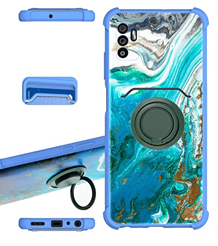 jioeuinly Consumer Cellular ZMax11 Case Compatible for ZTE ZMax 11 Phone Case Z6251 Cover [360 Metal Ring, Magnetic Car Mount]+[Card Holder] Green