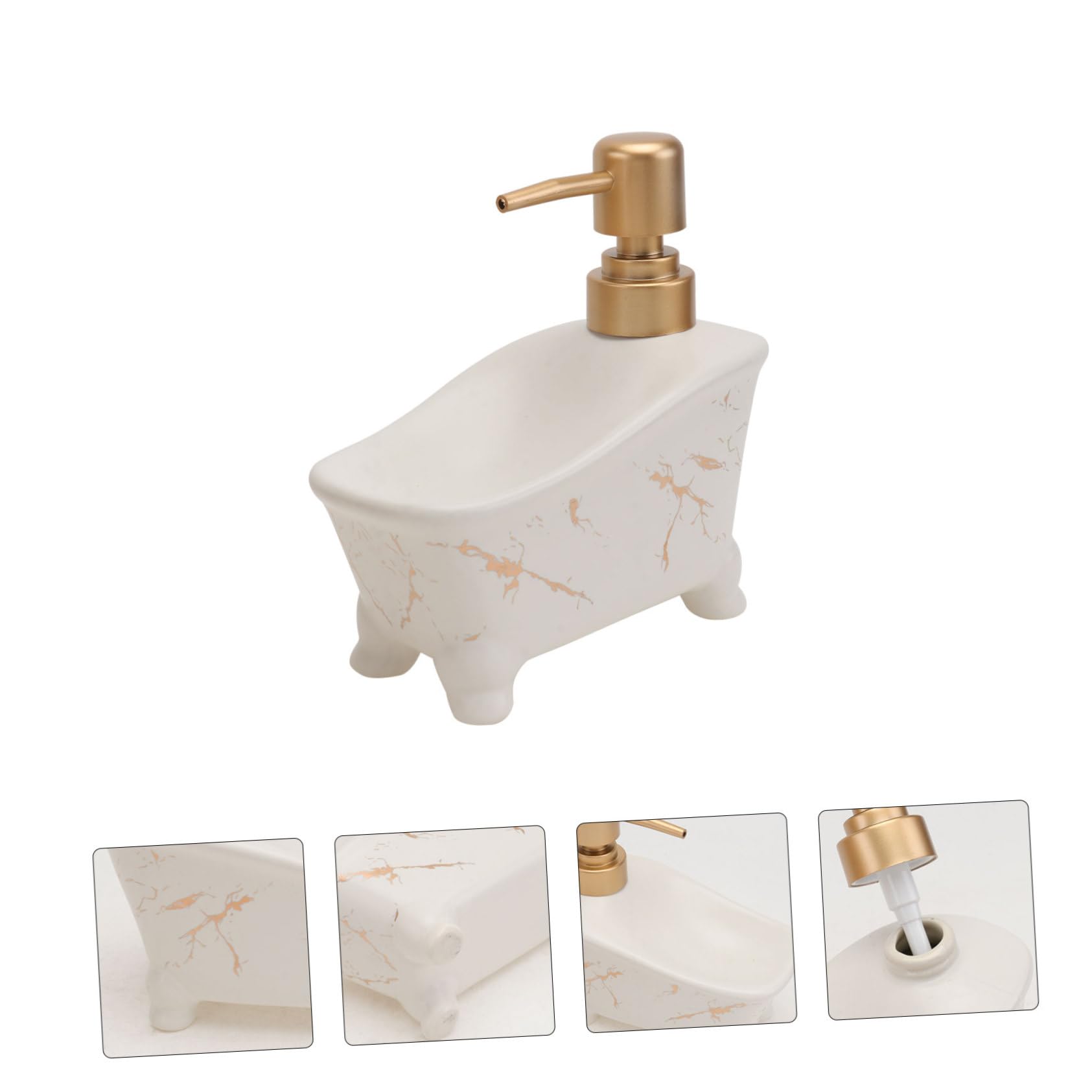 IWOWHERO 1Pc Multipurpose Lotion Dispenser Bottle Elegant Bath and Shampoo Holder with Soap Slot Leak Resistant Design for Home Decor Marble Finish