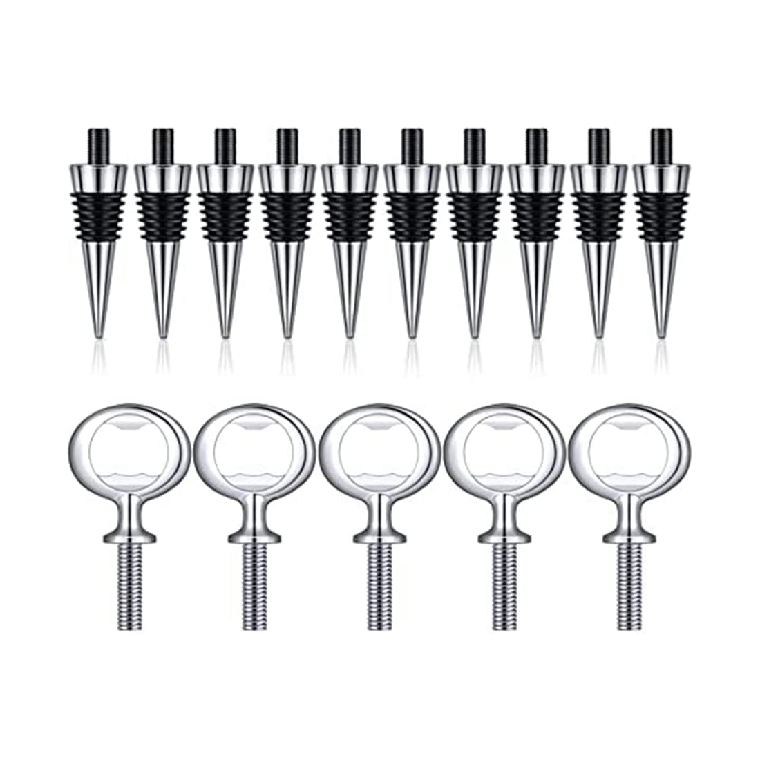 CTRLZS 10Pcs Wine Stopper and 5Pcs Blank Bottle Opener Bottle Opener Inserts Set Hardware for Wedding Party Turning DIY Project