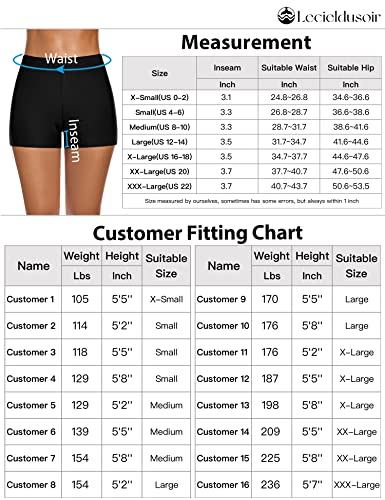 Lecieldusoir Women's Swim Shorts High Waisted Bathing Suit Bottoms Black Swimwear Boyshort Swimming Swimsuit Board Shorts #TOP5