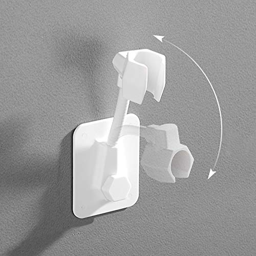 Support de pommeau de douche mural blanc adhésif et réglable pour accessoire de bain - 6