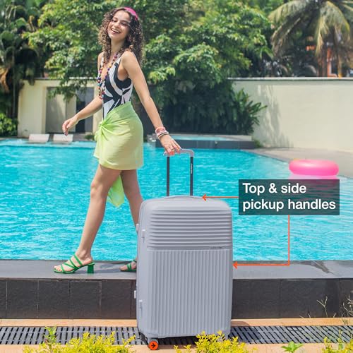 Image of Nasher Miles Krabi Expander Hard-Sided Polypropylene Luggage Set of 2 | 65cm & 75cm | 8 Wheels Medium & Large Trolley Bag for Travel | Suitcase (Grey)