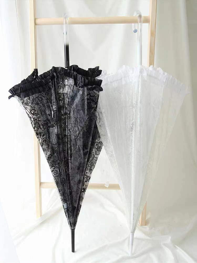 Chesoon Parasol de parapluie de dentelle en plastique Parasol de mariée de mariage Vintage Léger Dôme coupe-vent auvent avec 8 nervures