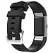Fitbit Charge 2 Bands, New Bracelet Strap Replacement Band Wristband with Secure Silicone Fasteners Metal Clasps for Fitbit Charge 2 (No Tracker) (Black, 6.7 - 9 Inches wrist)