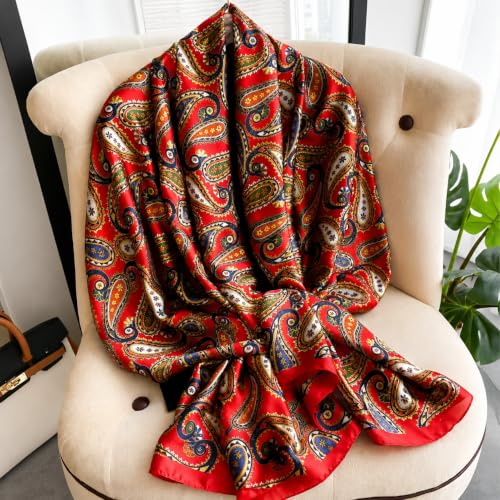Image of MALINA Women's Polyester Silk Satin Stole Scarf - Soft Lightweight Fashion Wrap, Elegant Floral & Gradient Design, summer stole,Scarf For Women,Premium Stole,Large Size 180x90 cm'
