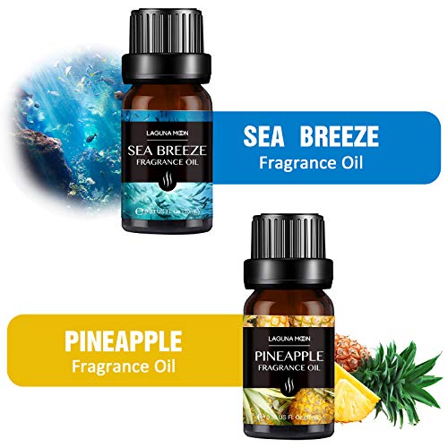 Lagunamoon Fragrance Oils Gift Set, Sea Breeze, Pineapple, Forest, Grapefruit, Summer Rose Fragrance Oil, Coconut Fragrance Oil for Candle Making, Soap, Bath Bombs DIY, Diffuser, 10ML/Bottle - Thumbnail 6