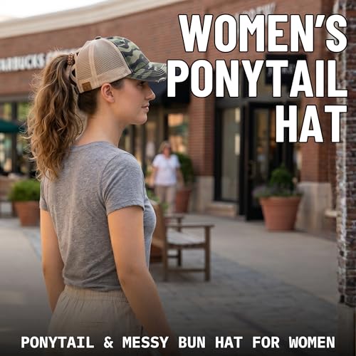 Image of Funky Junque Womens Baseball Cap Dad Hat Ponytail Messy Bun Trucker Ponycap