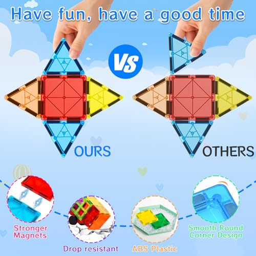 JUQG 208Pcs Magnetische Bausteine Spielzeug, Magnetisches Bauspielzeug, Puzzle Baustein, Magnetisches Konstruktions Spielzeug für Kinder, Geeignet für Jungen und Mädchen ab 3 Jahren