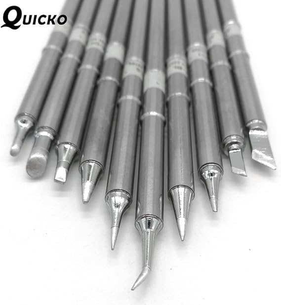 QUICKO T12 Soldering Iron Tips 10 Types Soldering Station Tool Solder Soldering Iron Tips Replacement for FX-951 Station ILS JL02 KU BL BC1 K D24 C4 BC2 B2 (10PCS)