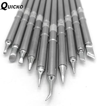 QUICKO T12 Soldering Iron Tips 10 Types Soldering Station Tool Solder Soldering Iron Tips Replacement for FX-951 Station ILS JL02 KU BL BC1 K D24 C4 BC2 B2 (10PCS)