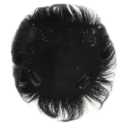 Postizo para hombre Lurrose de cabello real negro con clip