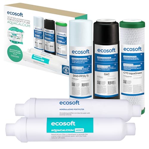 Ecosoft pack de filtres CHV5PUREMAC pour osmoseur domestique, jeu de cartouches de remplacement, filtration eau multi-étapes, charbon actif et...