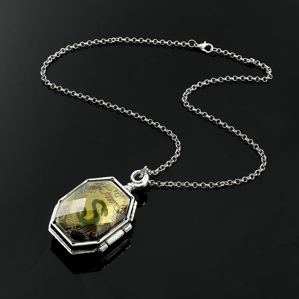 MOLOGO Magic Horcrux Locket Pendant Necklace Cosplay Jewelry for Men Women, Silver gold, XL0113