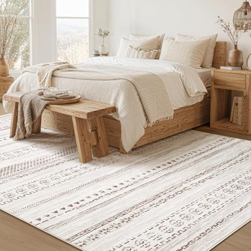 Tapete decorativo 5x7 geométrico boho marrón lavable miniatura 4