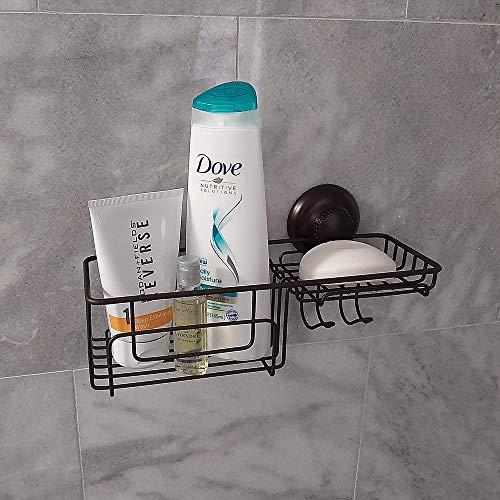 Gecko-Loc Suction Cup Shower Caddy Bath Organizer - Bathroom Storage Basket (Silver, Combo) - Thumbnail 3