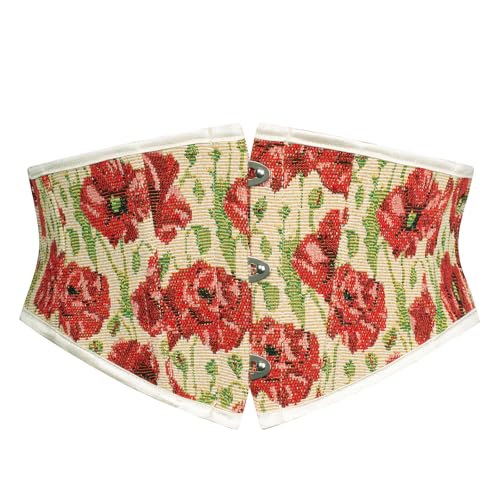 Scarlet Darkness Renaissance Corset Belt for Women Lace Up Floral Wide Waist Belt for Dresses