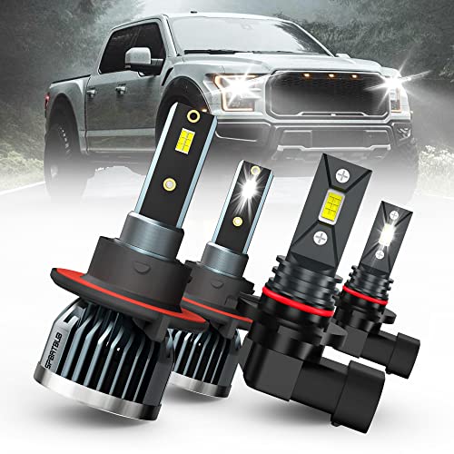 SPBRTBUB Led Headlight Bulbs, compatible with (2004-2014) FORD F-150 led headlights, 9008/H13 High & Low Beam Bulbs +9145 LED Fog Light Bulbs, Pack of 4