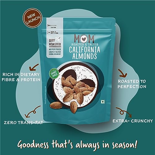 Image of MOM - Meal of the Moment, Roasted & Salted Almonds, 46g / 48g (Pack of 4) - Rich source of fiber | High in Protein | Smart Snack | Dry Fruit