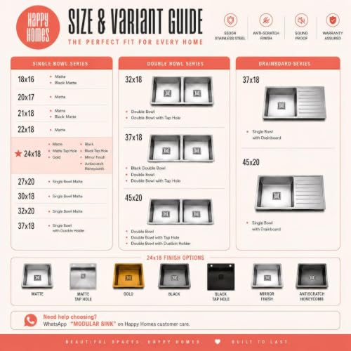 Image of HAPPY HOMES 304 Stainless Steel Kitchen Sink 30 x 18 x10 Matt Finish Single Bowl Kitchen Sink with Nanocoated Undercoating, Sound Dampening |Square Coupling and Metal Fruit Basket