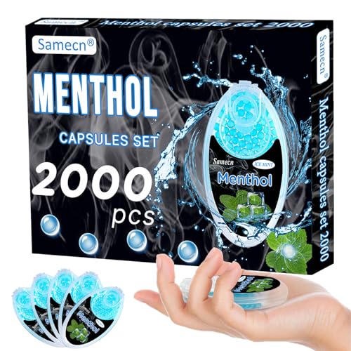 Kit de 2000 Pièces | Menthol capsules | menthol ball | Bille menthol pour cigarette | incl. Boîte de conserve pour les capsules aromatiques